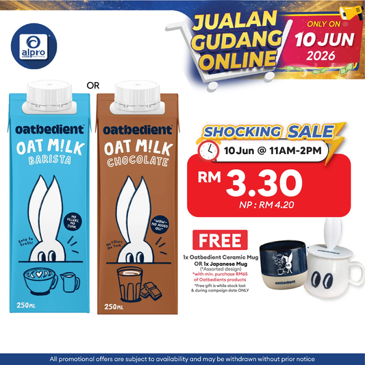 Oatbedient Oat Milk (Barista/ Chocolate) 250ml | Smooth & Creamy with Natural Sweet Oatbedient