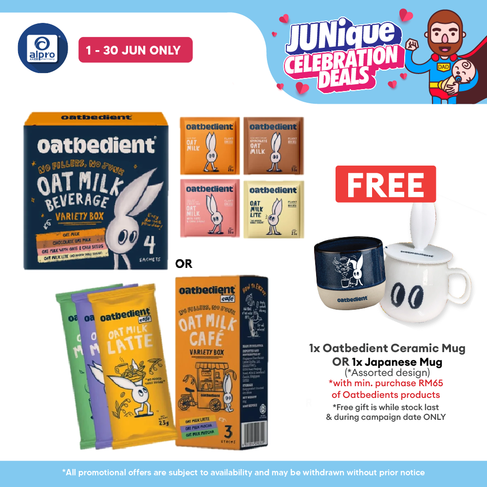 Oatbedient Oat Milk Powder (Variety Box 4s/ Cafe Variety Box 3s) | Try All Flavours Everyday Sample Box Oatbedient