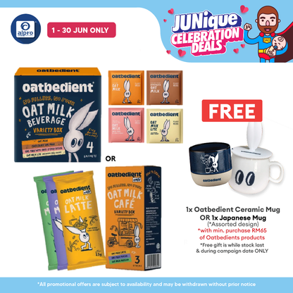 Oatbedient Oat Milk Powder (Variety Box 4s/ Cafe Variety Box 3s) | Try All Flavours Everyday Sample Box Oatbedient