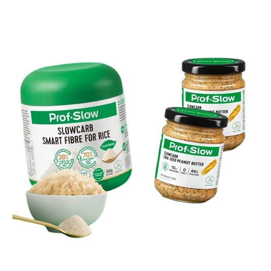 Prof. Slow Smart Fibre for Rice 300g x 1 + Prof. Slow Chia Seed Peanut Butter 200g x 2 Prof. Slow