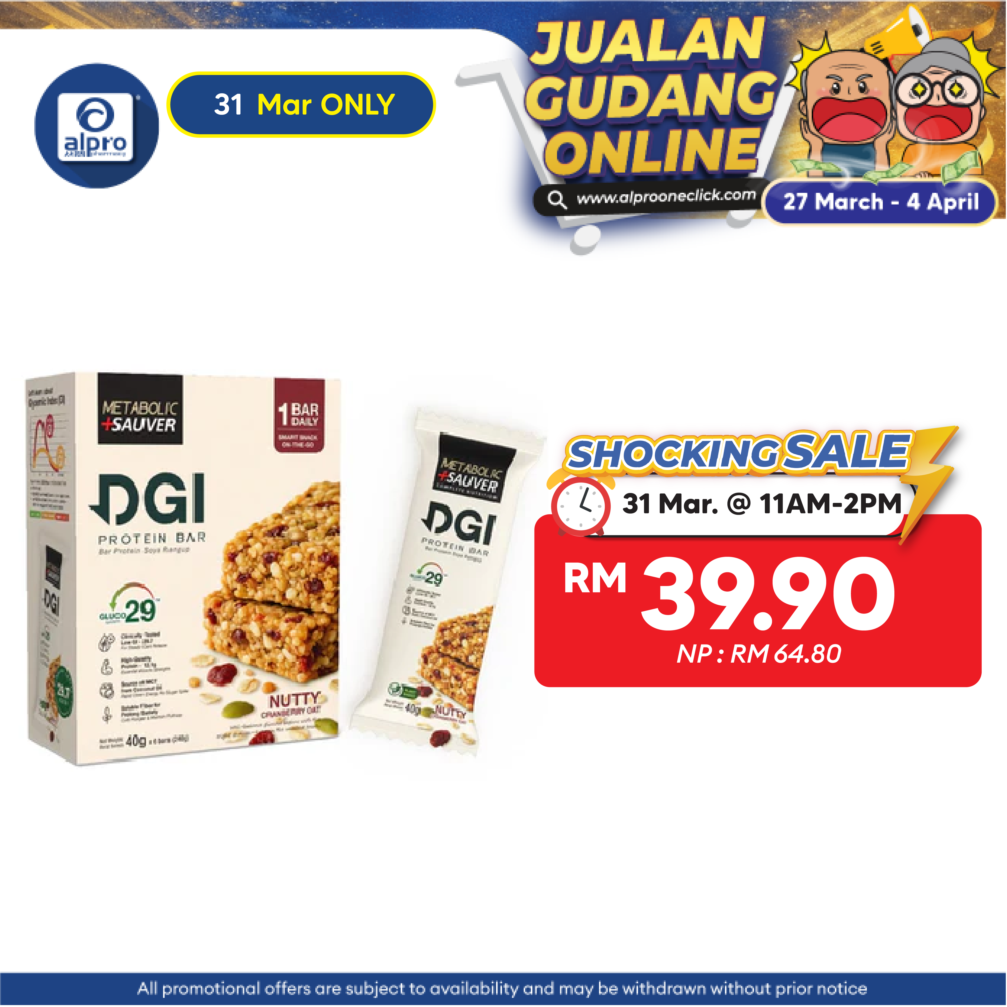 Metabolic+ Sauver DGI Protein Bar 40g 6s | Balanced Nutrition Metabolic