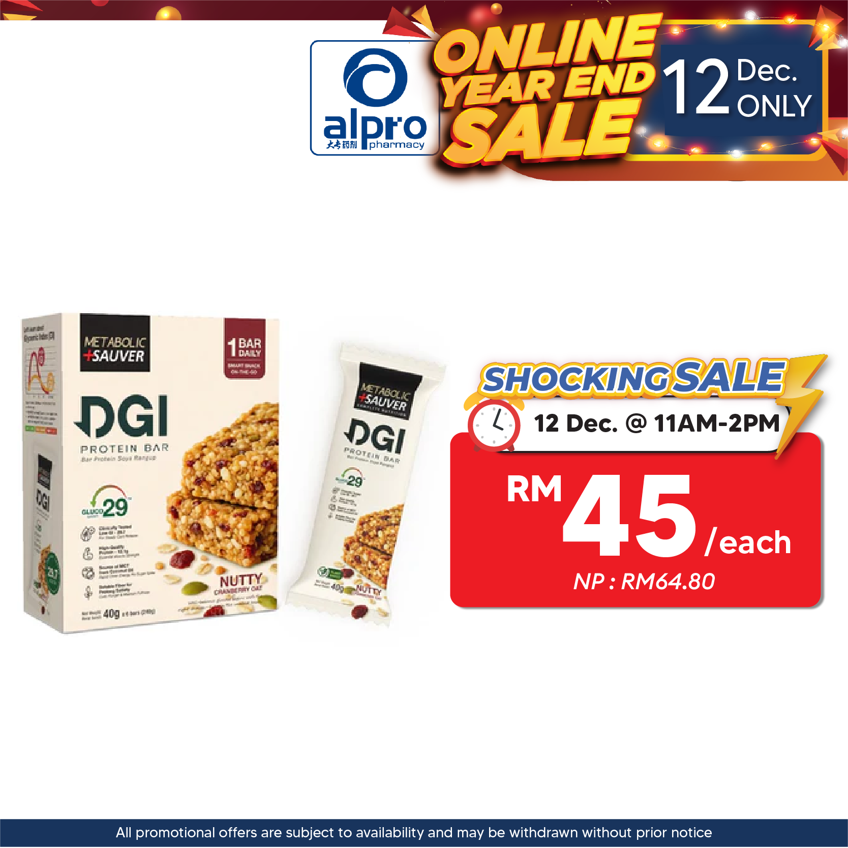 Metabolic Sauver DGI Protein Bar 40g 6s | Balanced Nutrition