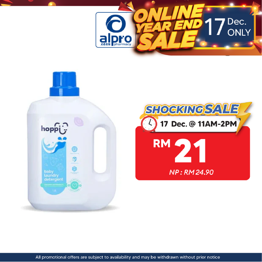 Hoppi Baby Laundry Detergent (Bottle) 1800mL | pH Balanced & Gentle on Sensitive Skin Hoppi