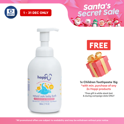 Hoppi Natural Oats Baby Bath 500mL | with Organic Camellia Seed Oil & Aloe Barbedensis Hoppi