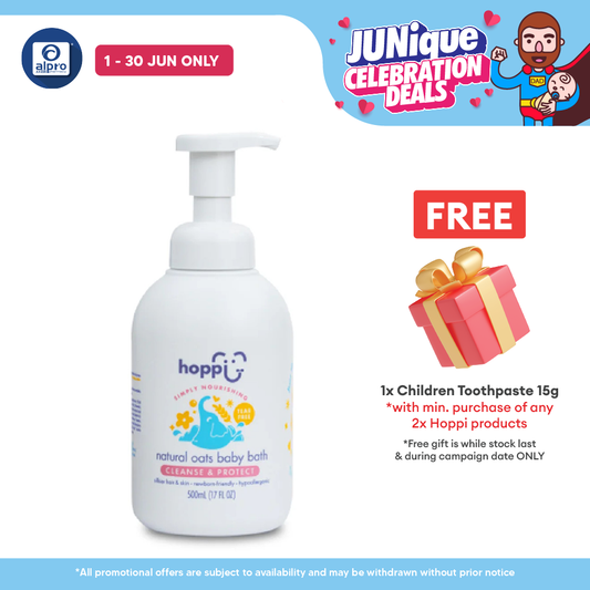 Hoppi Natural Oats Baby Bath 500mL | with Organic Camellia Seed Oil & Aloe Barbedensis Hoppi