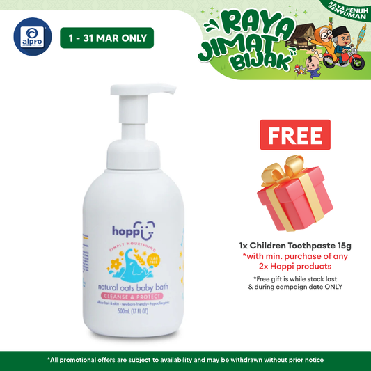 Hoppi Natural Oats Baby Bath 500mL | with Organic Camellia Seed Oil & Aloe Barbedensis Hoppi