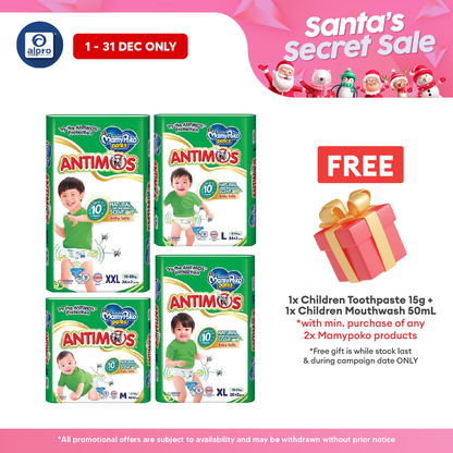 MamyPoko ANTIMOS Pants Diapers (Size M/ L/ XL/ XXL) | Natural Lemongrass Scent MamyPoko