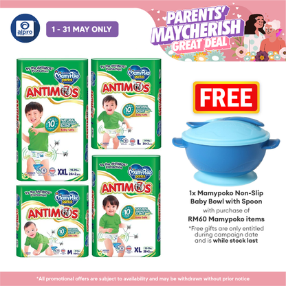 MamyPoko ANTIMOS Pants Diapers (Size M/ L/ XL/ XXL) | Natural Lemongrass Scent MamyPoko