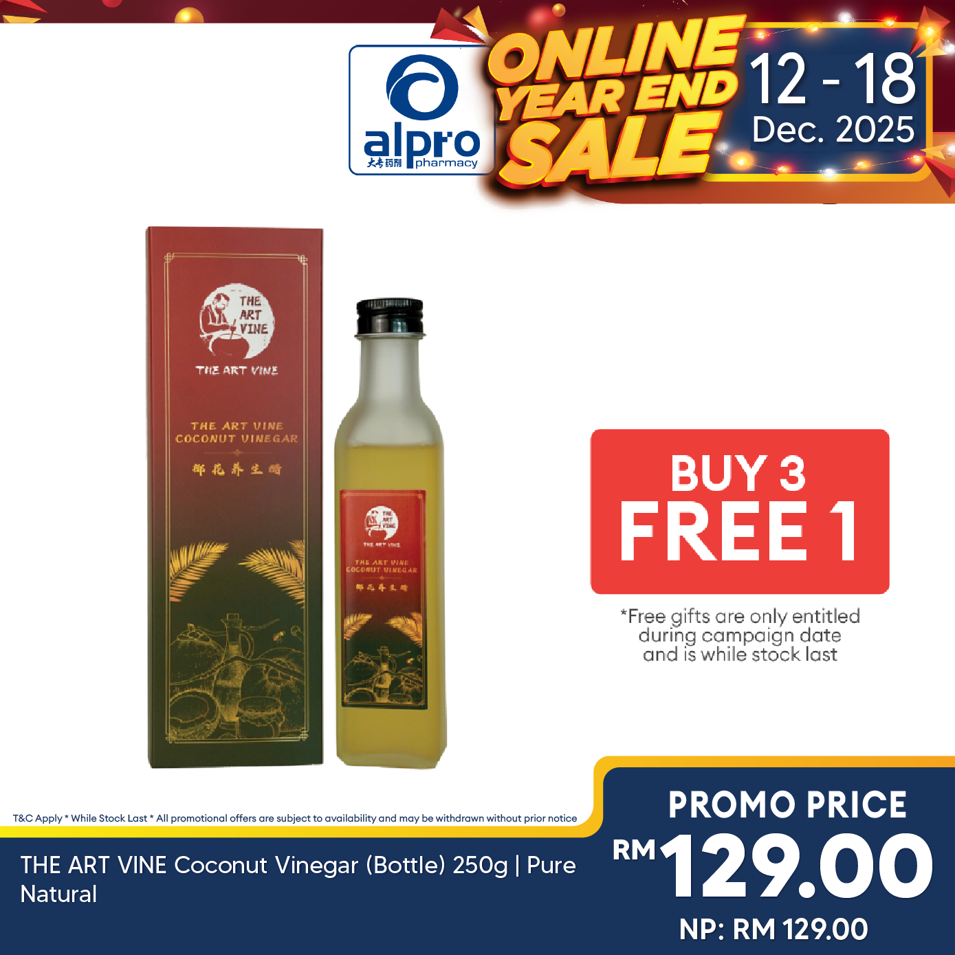 THE ART VINE Coconut Vinegar (Bottle) 250g | Pure Natural