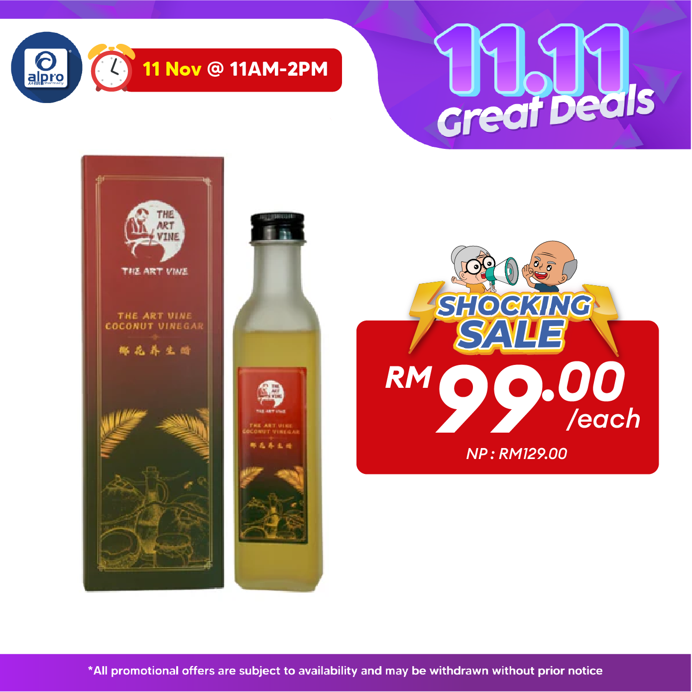 THE ART VINE Coconut Vinegar (Bottle) 250g | Pure Natural The Art Vine