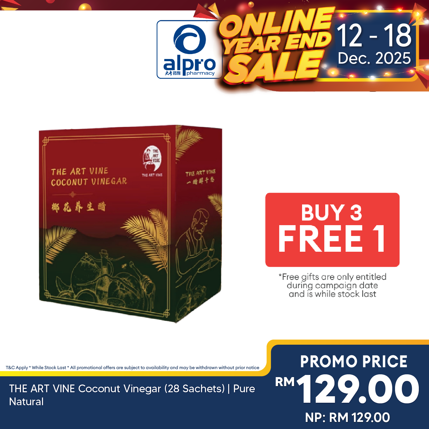 THE ART VINE Coconut Vinegar (28 Sachets) | Pure Natural