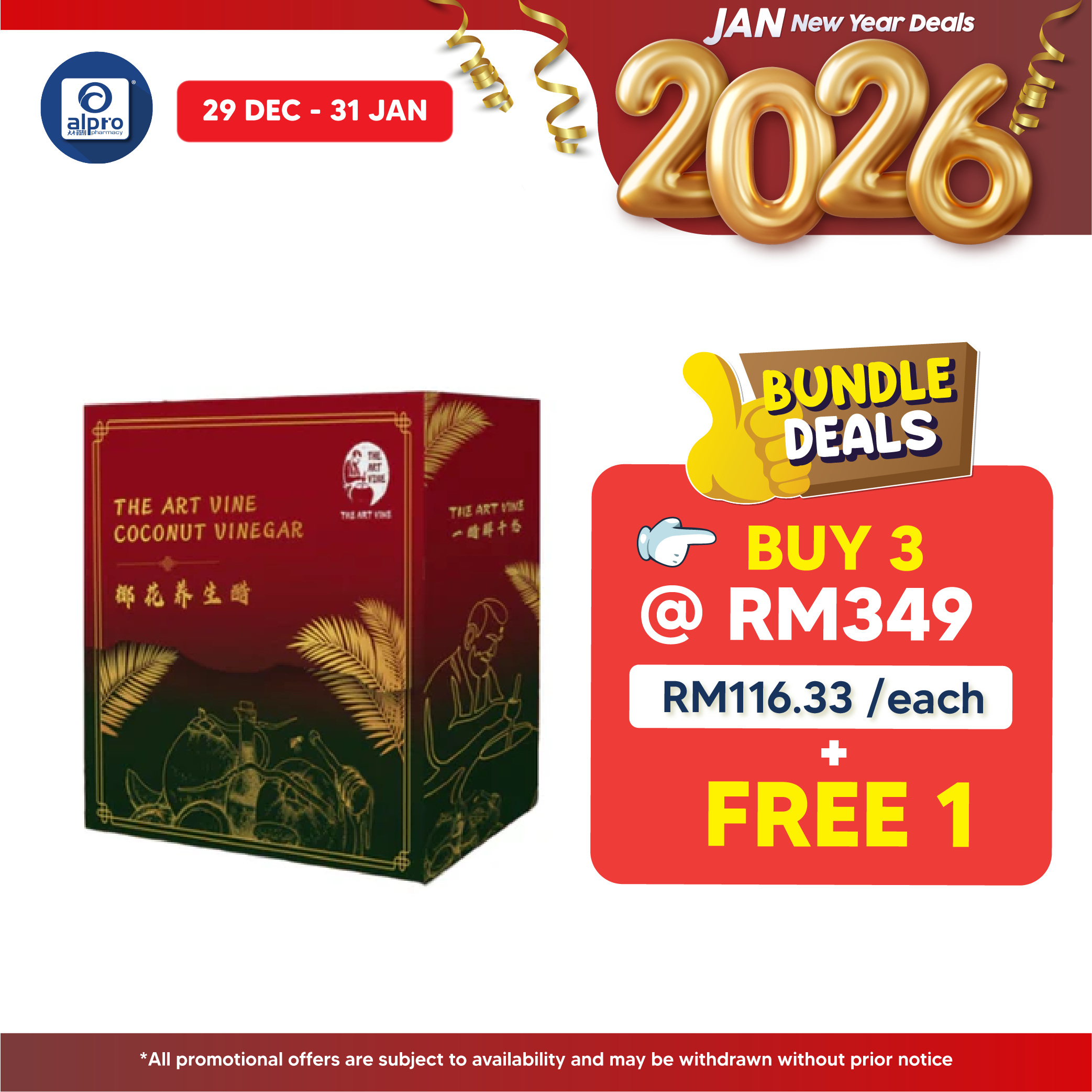 THE ART VINE Coconut Vinegar (28 Sachets) | Pure Natural The Art Vine