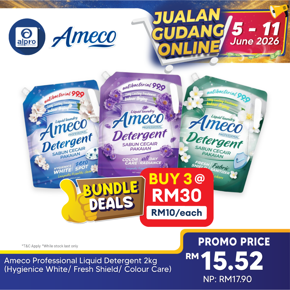 Ameco Professional Liquid Detergent 2kg (Hygienice White/ Fresh Shield/ Colour Care) AMECO