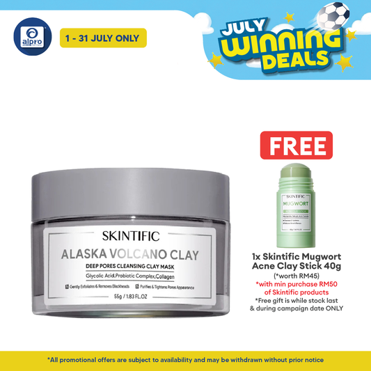 Skintific Alaska Volcano Clay Cleansing Clay Mask 55g | Exfoliates & Protect Skin Barrier Skintific