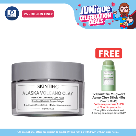 Skintific Alaska Volcano Clay Cleansing Clay Mask 55g | Exfoliates & Protect Skin Barrier Skintific