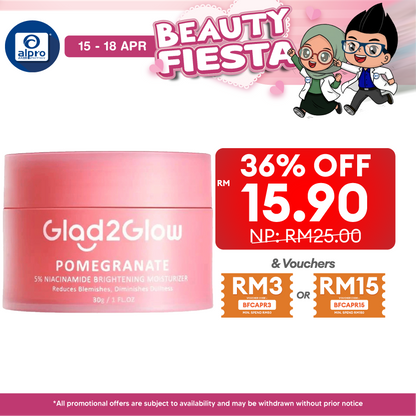 Glad2Glow Pomergranate 5% Niacinamide Brightening Moisturizer 30g | Moisturize & Brighten The Skin Glad2Glow