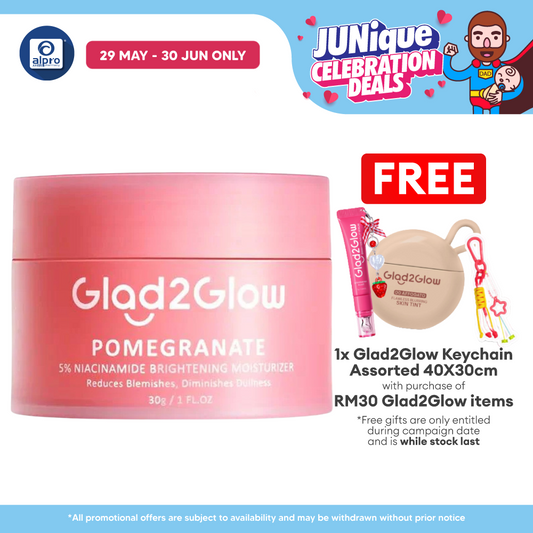Glad2Glow Pomergranate 5% Niacinamide Brightening Moisturizer 30g | Moisturize & Brighten The Skin Glad2Glow