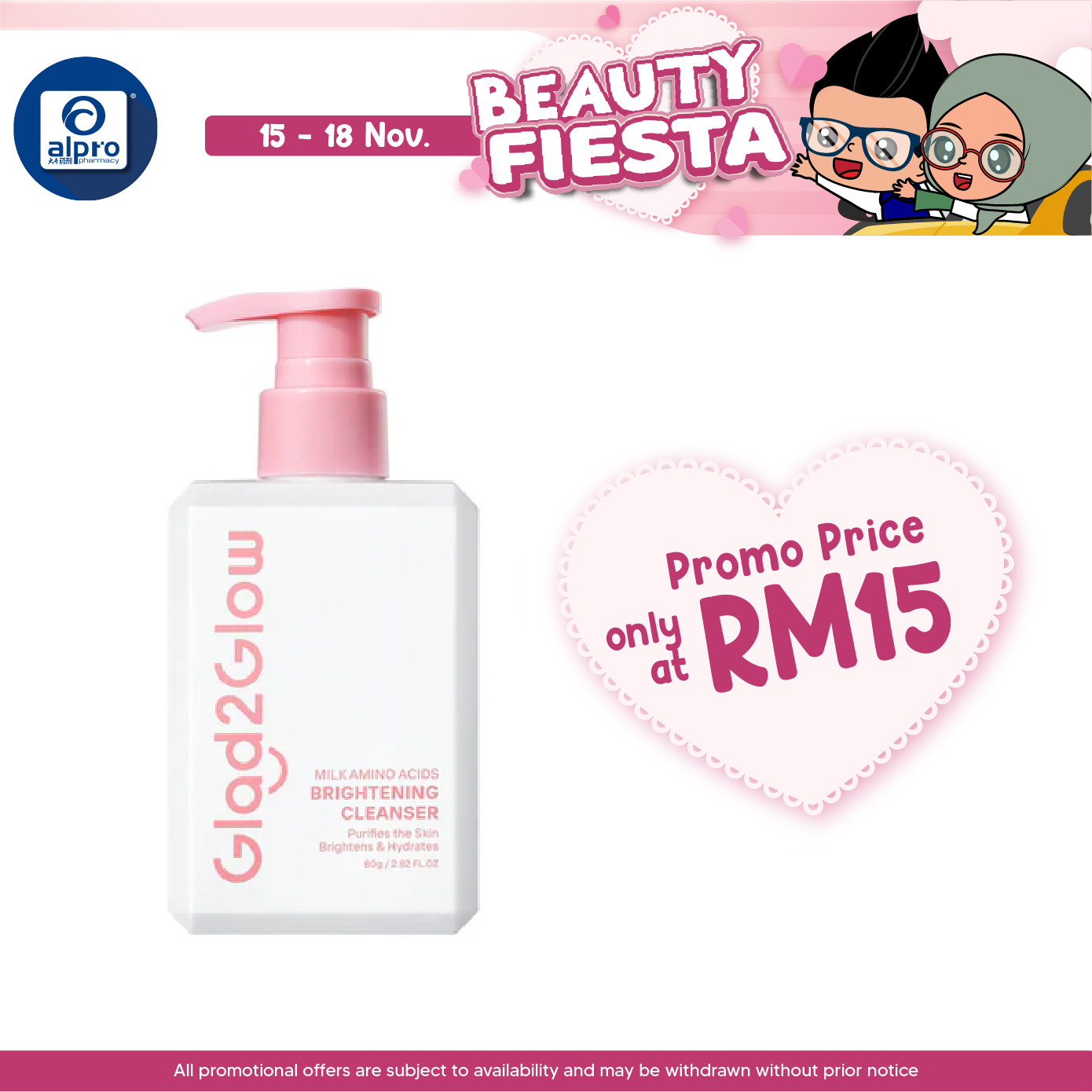 Glad2Glow Milk Amino Acids Gentle Cleanser 80g | Evens Out Skin Tone & Reduce Dullness Glad2Glow