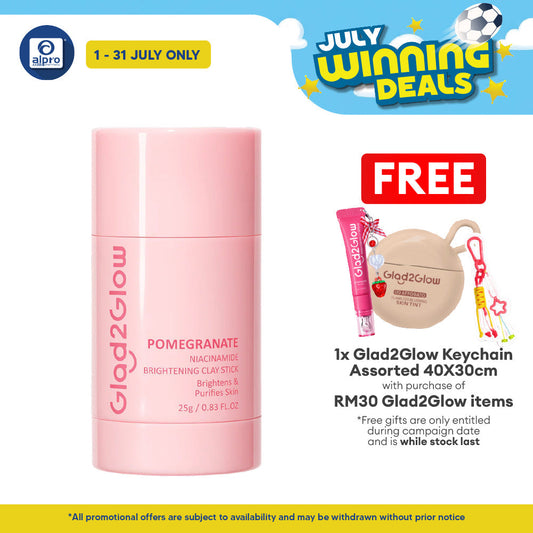 Glad2Glow Pomegranate Niacinamide Brightening Clay Mask Stick 25g | Brighten & Evens Out Skin Tones Glad2Glow
