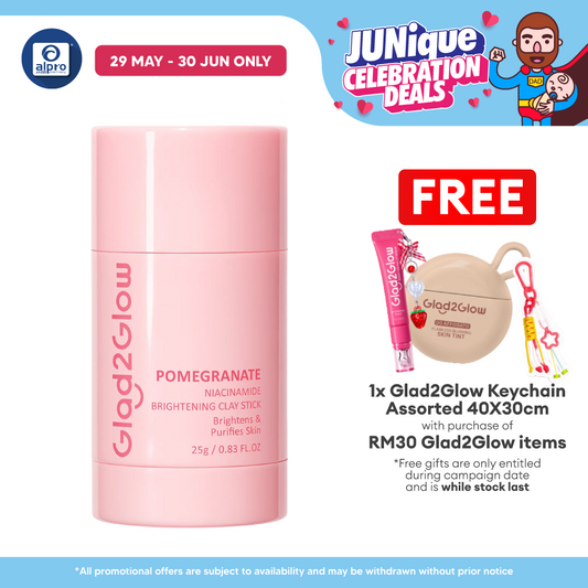 Glad2Glow Pomegranate Niacinamide Brightening Clay Mask Stick 25g | Brighten & Evens Out Skin Tones Glad2Glow