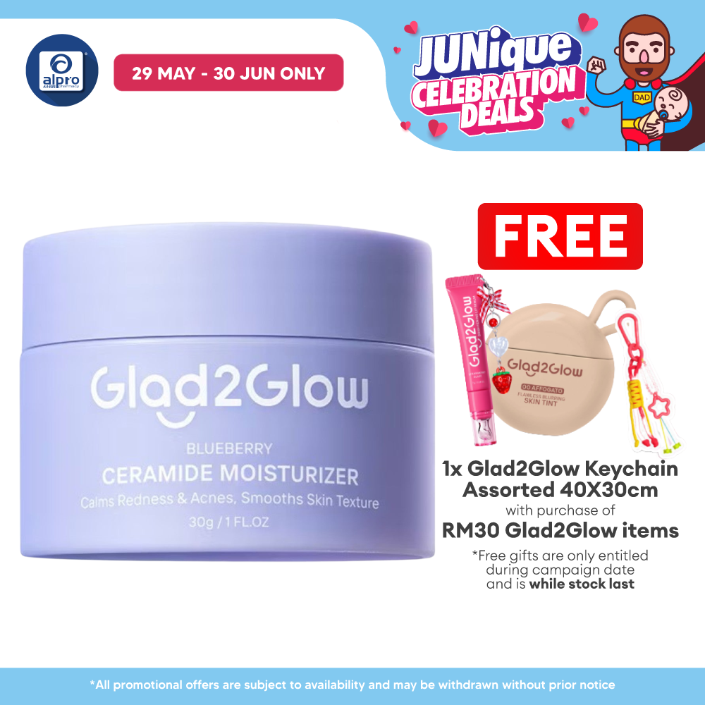 Glad2Glow Blueberry 5% Ceramide Barrier Repair Moisturizer 30g | Calms Inflamed & Irritated Skin Glad2Glow