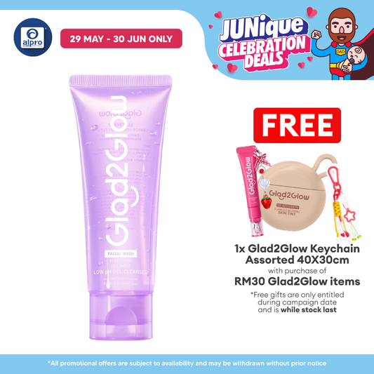 Glad2Glow Blueberry Ceramide Cleanser Low pH Gel 70mL | Help Control Excess Skin Oil Glad2Glow