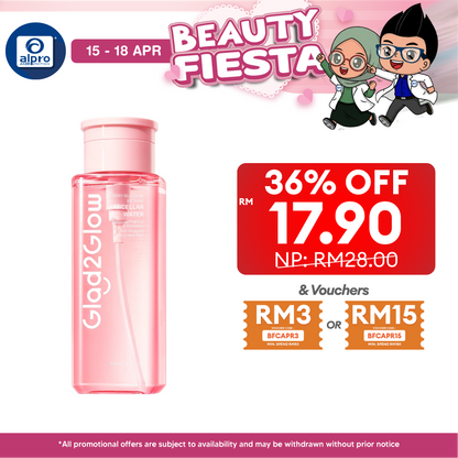 Glad2Glow Cherry Blossom Betaine Micellar Water 300mL | Remove Makeup in One Wipe Glad2Glow