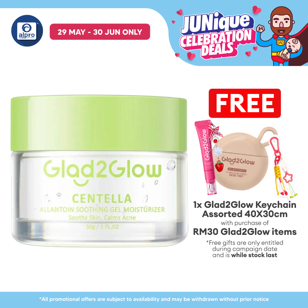 Glad2Glow Centella Allantoin Soothing Gel Moisturizer 30g | Hydrates Skin & Helps Treat Acne Glad2Glow