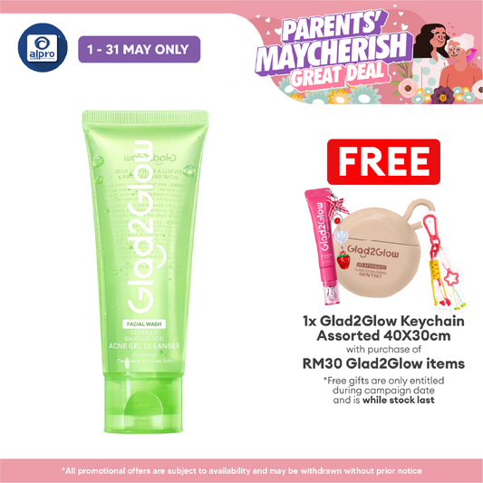 Glad2Glow Centella Salicylic Acid Acne Gel Cleanser 70mL | Gently Remove Dead Skin & Calms Acne Glad2Glow