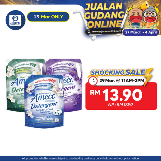 Ameco Professional Liquid Detergent 2kg (Hygienice White/ Fresh Shield/ Colour Care) AMECO