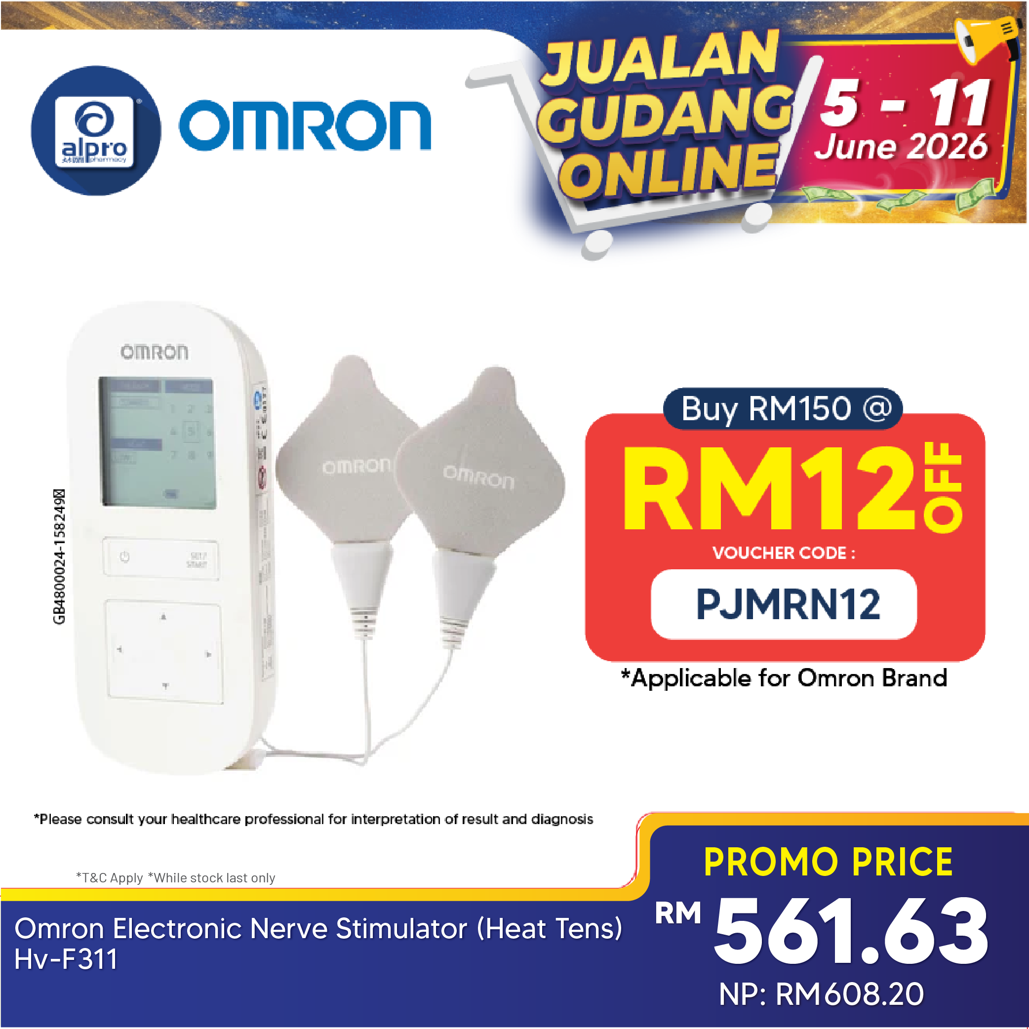 OMRON Electronic Nerve Stimulator (Heat TENS) HV-F311 | Rechargeable & Portable Form Omron