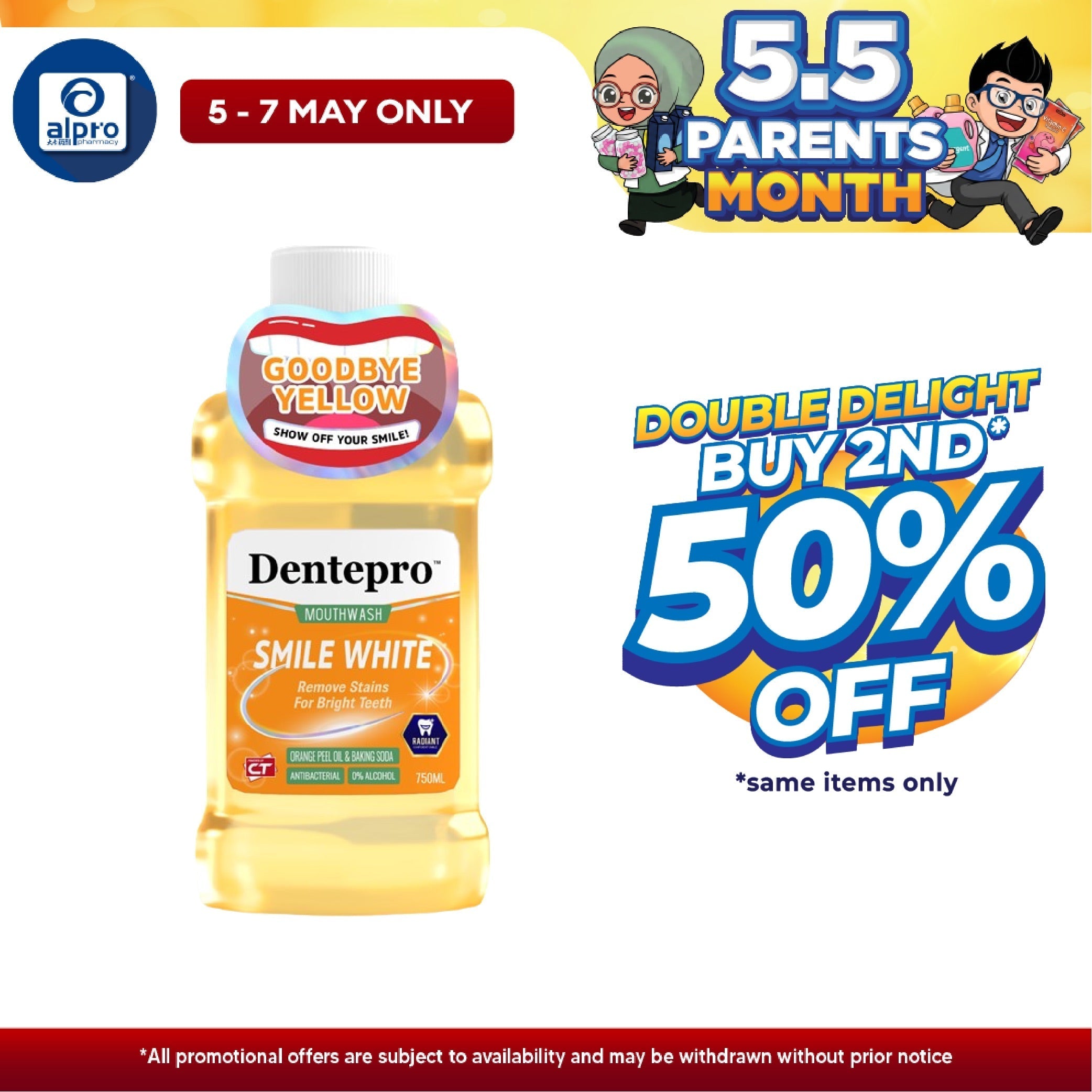 Dentepro Mouthwash Smile White 750ml | Safe for Daily Dentepro