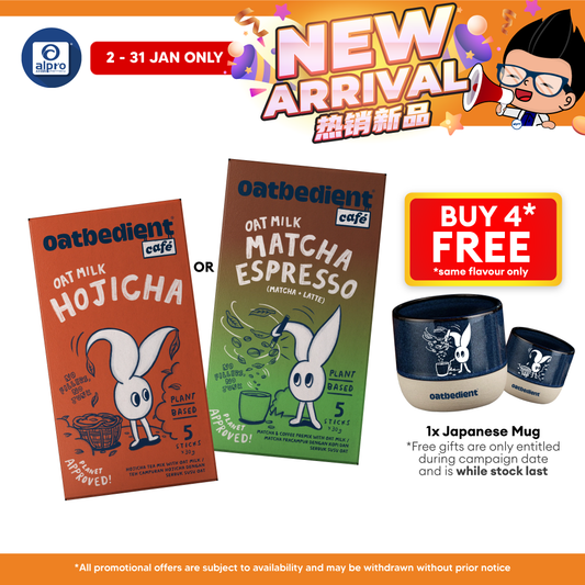 Oatbedient Oat Milk (Hojicha/ Matcha Espresso) 30g ×5s | Low Sugar & No Added Creamer