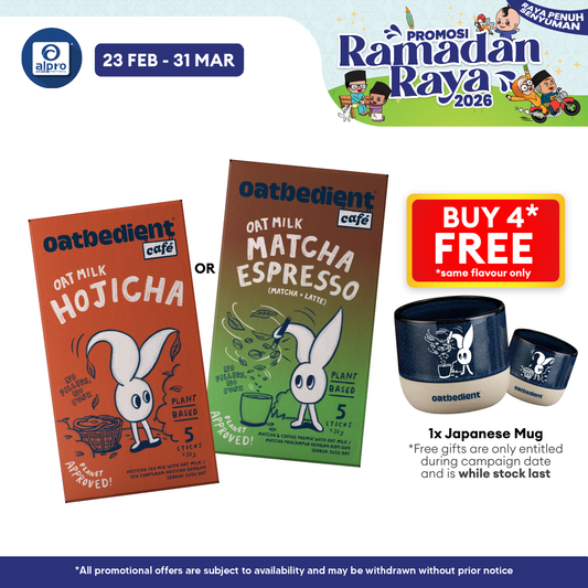 Oatbedient Oat Milk (Hojicha/ Matcha Espresso) 30g ×5s | Low Sugar & No Added Creamer Oatbedient