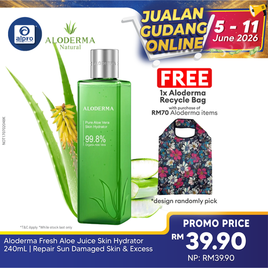 Aloderma Fresh Aloe Juice Skin Hydrator 240mL | Repair Sun Damaged Skin & Excess Oil Aloderma