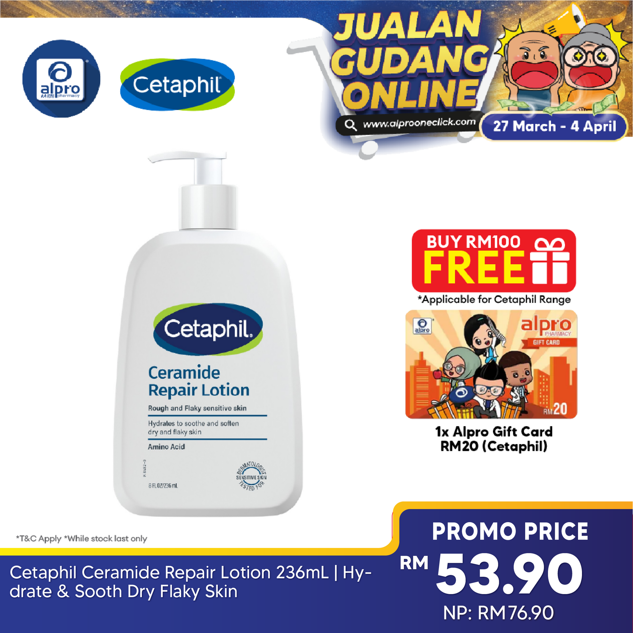 Cetaphil Ceramide Repair Lotion 236mL | Hydrate & Sooth Dry Flaky Skin Cetaphil