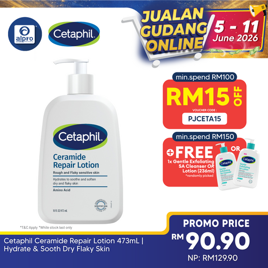 Cetaphil Ceramide Repair Lotion 473mL | Hydrate & Sooth Dry Flaky Skin Cetaphil