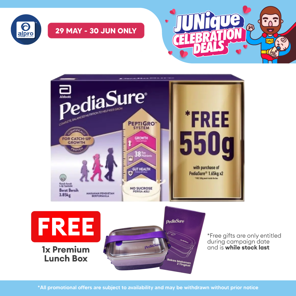 Abbott Pediasure Peptigro Vanilla 1.65KG X2 FOC 550G Pediasure