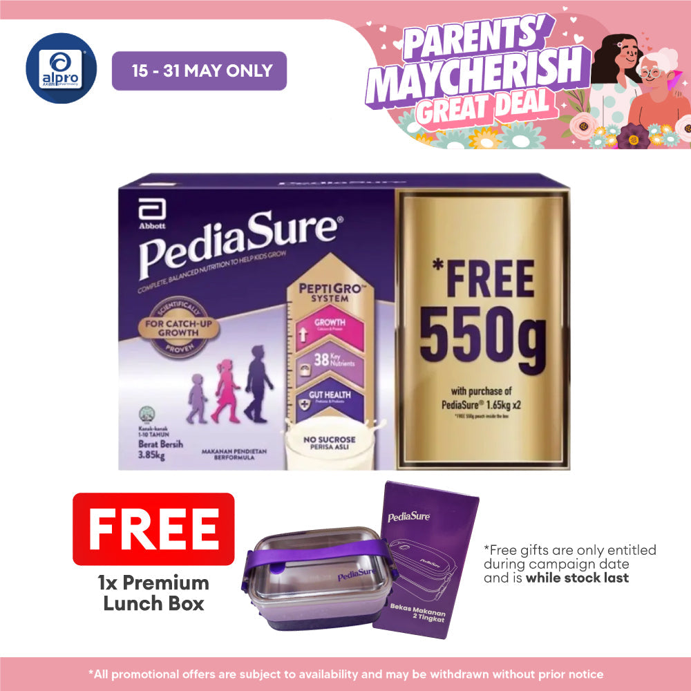 Abbott Pediasure Peptigro Vanilla 1.65KG X2 FOC 550G Pediasure