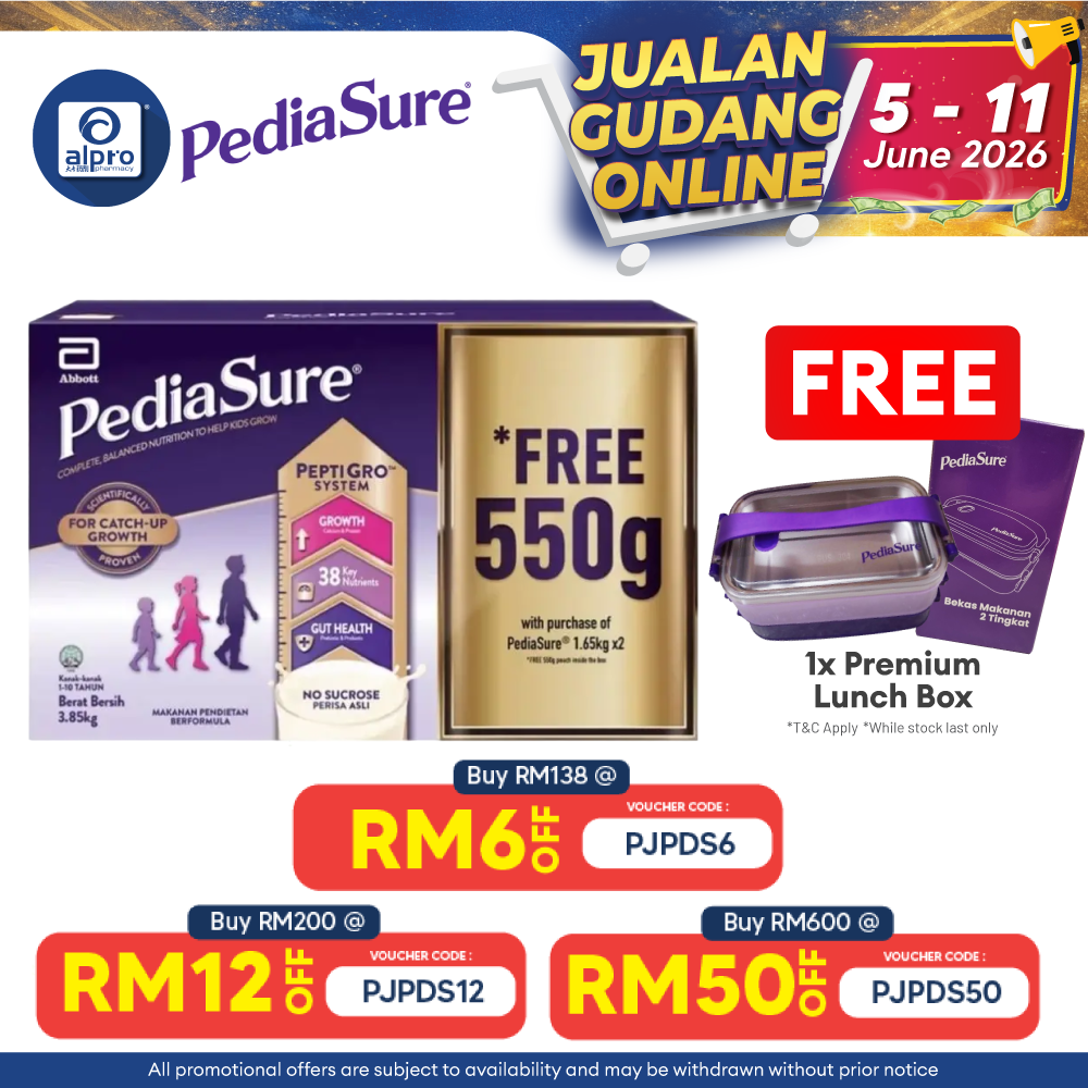 Abbott Pediasure Peptigro Vanilla 1.65KG X2 FOC 550G Pediasure
