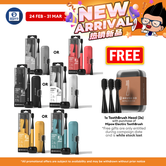 Mipow i4 Ci900s_B Slim Electric Toothbrush (Yellow/ Red/ Grey/ White/ Black/ Blue) | Ultra Slim & Lightweight MIPOW