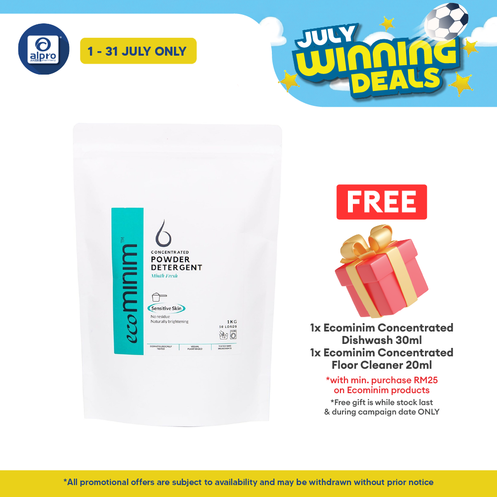 Ecominim Detergent Powder - Minth Fresh 1kg | Safe For Sensitive Skin & Leaves No Residue ECOMINIM