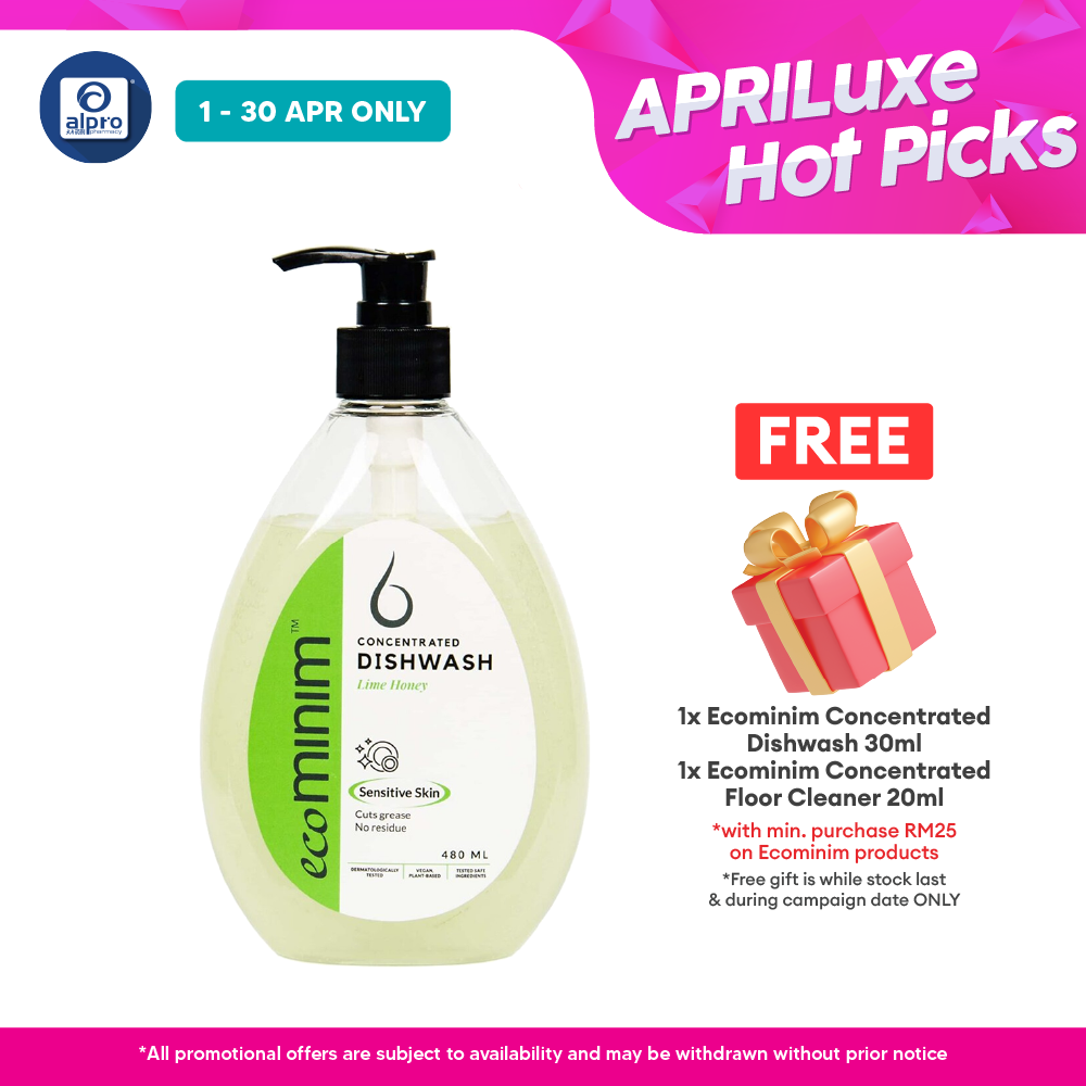 Ecominim Dishwash Liquid – (Honey Lime/ Lemon Bergamot) 480mL | Safe For Fruit & Vegetables ECOMINIM