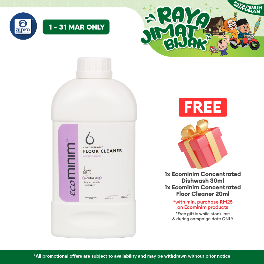 Ecominim Floor Cleaner - Oceanic Breeze 1L | Fresh Pleasant Scent & Plant Derived Surfactants ECOMINIM