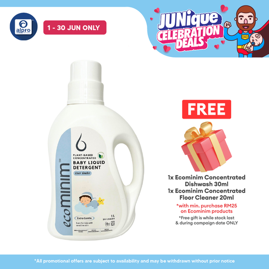 Ecominim Baby Detergent Liquid - Ever Tender 1L | Food-Grade Ingredients Delicate on Baby Clothes ECOMINIM
