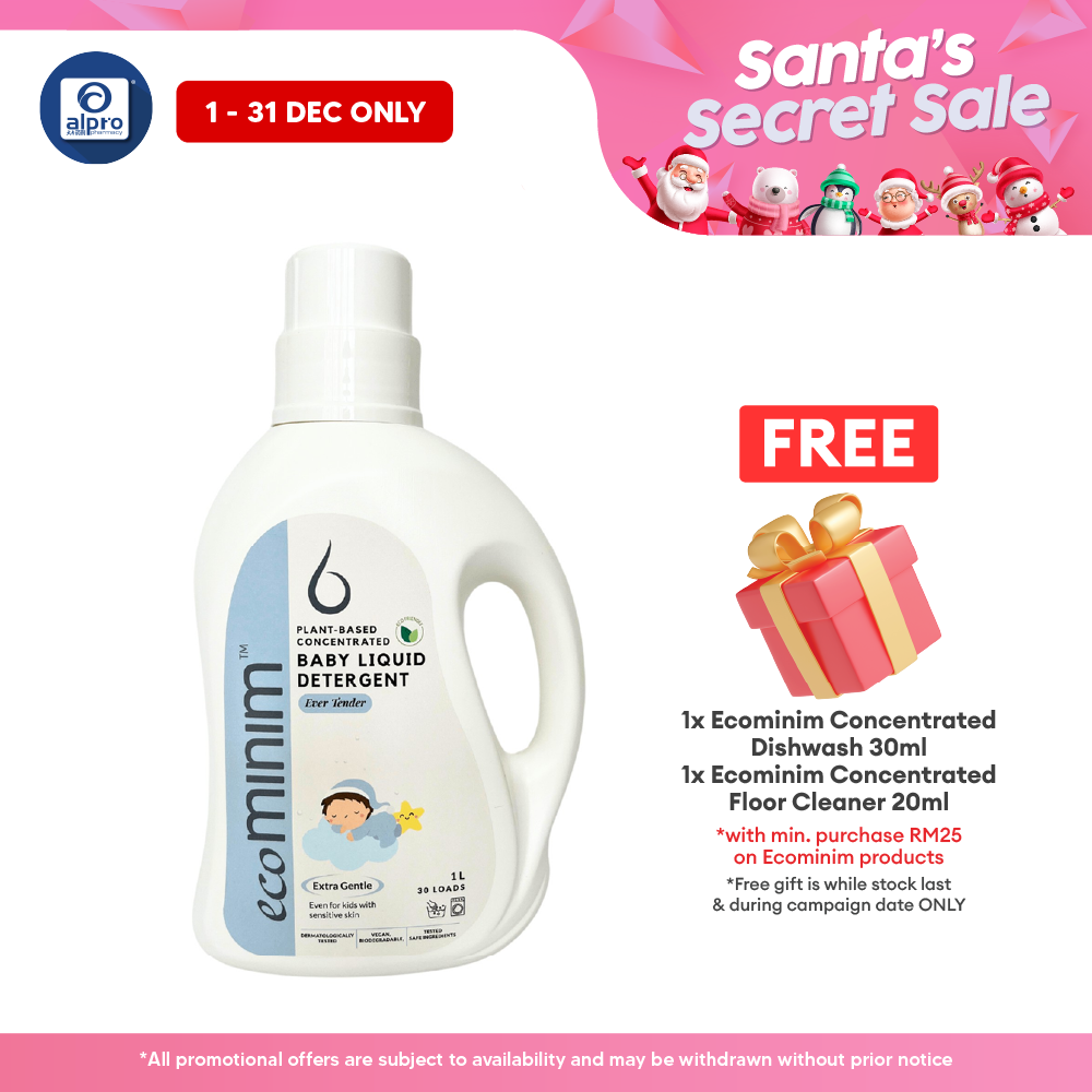 Ecominim Baby Detergent Liquid - Ever Tender 1L | Food-Grade Ingredients Delicate on Baby Clothes ECOMINIM