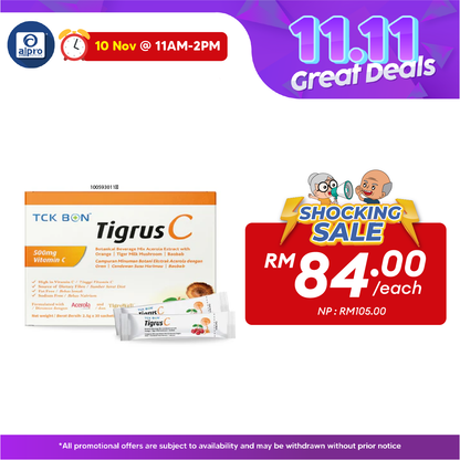 TCK BON Tigrus C 30 Sachets | Vitamin C & Tiger Milk Mushroom Supports Respiratory System TCK BON
