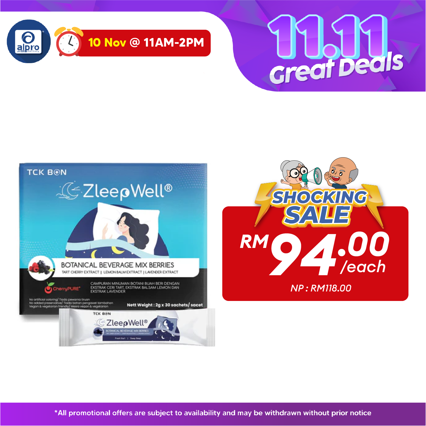 TCK BON Zleep Well 30 Sachets | Helps Alleviate Stress & Calms Down TCK BON