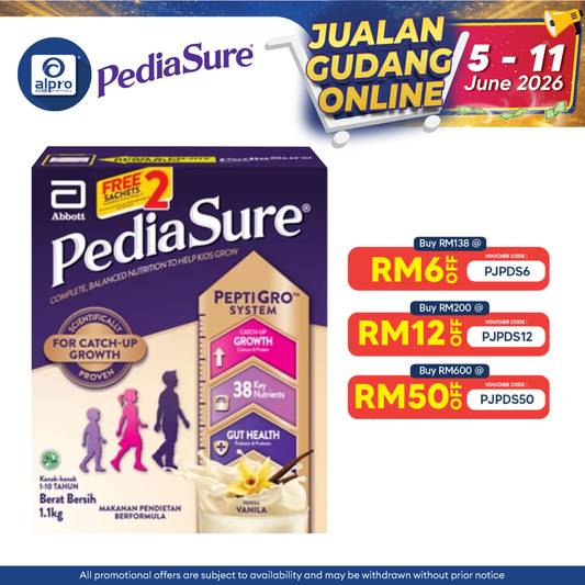 Abbott PediaSure Peptigro  Vanilla 1.1KG FOC 2 sachets Pediasure