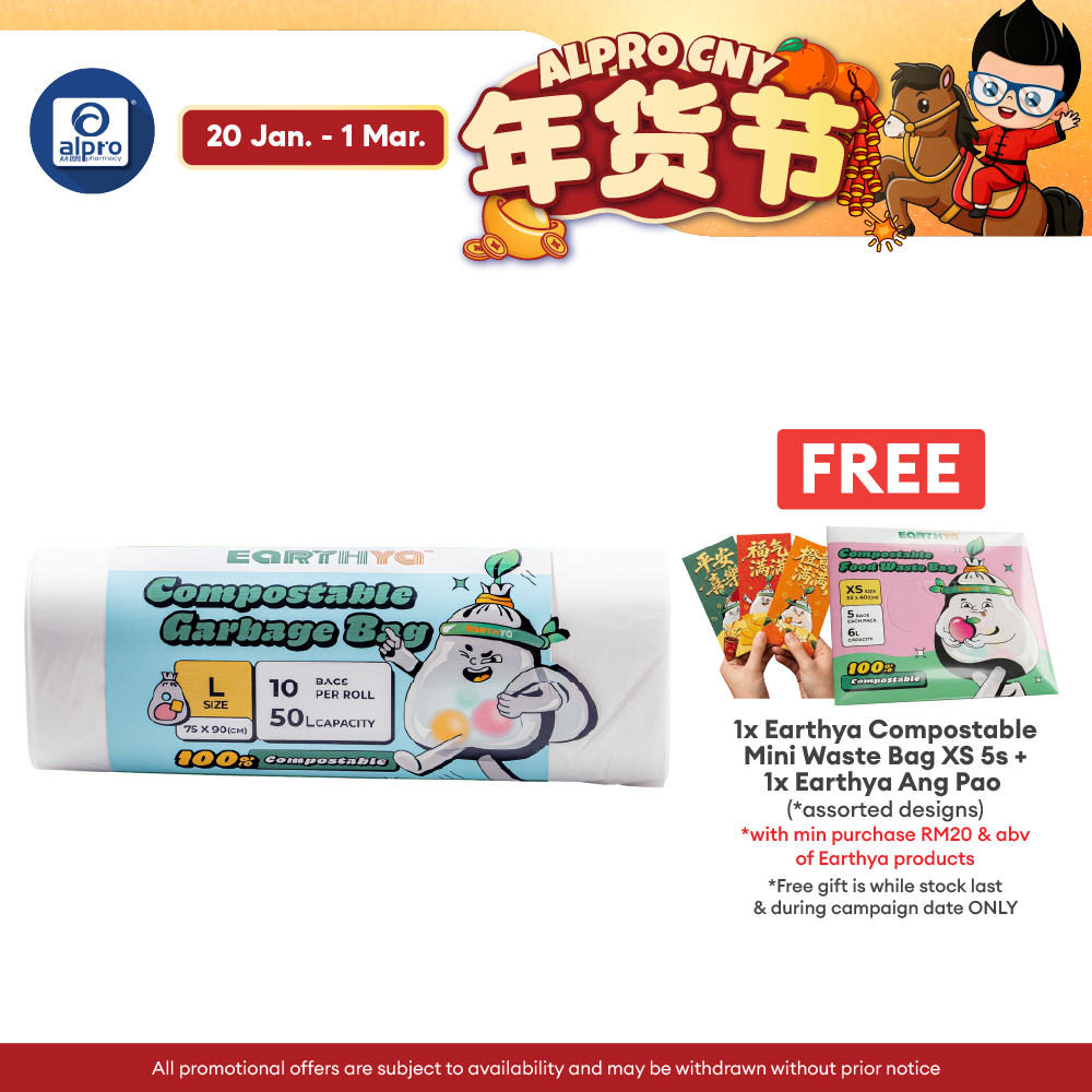 Earthya Compostable Garbage Bag L 10s | 100% No Microplastics & Earth Friendly